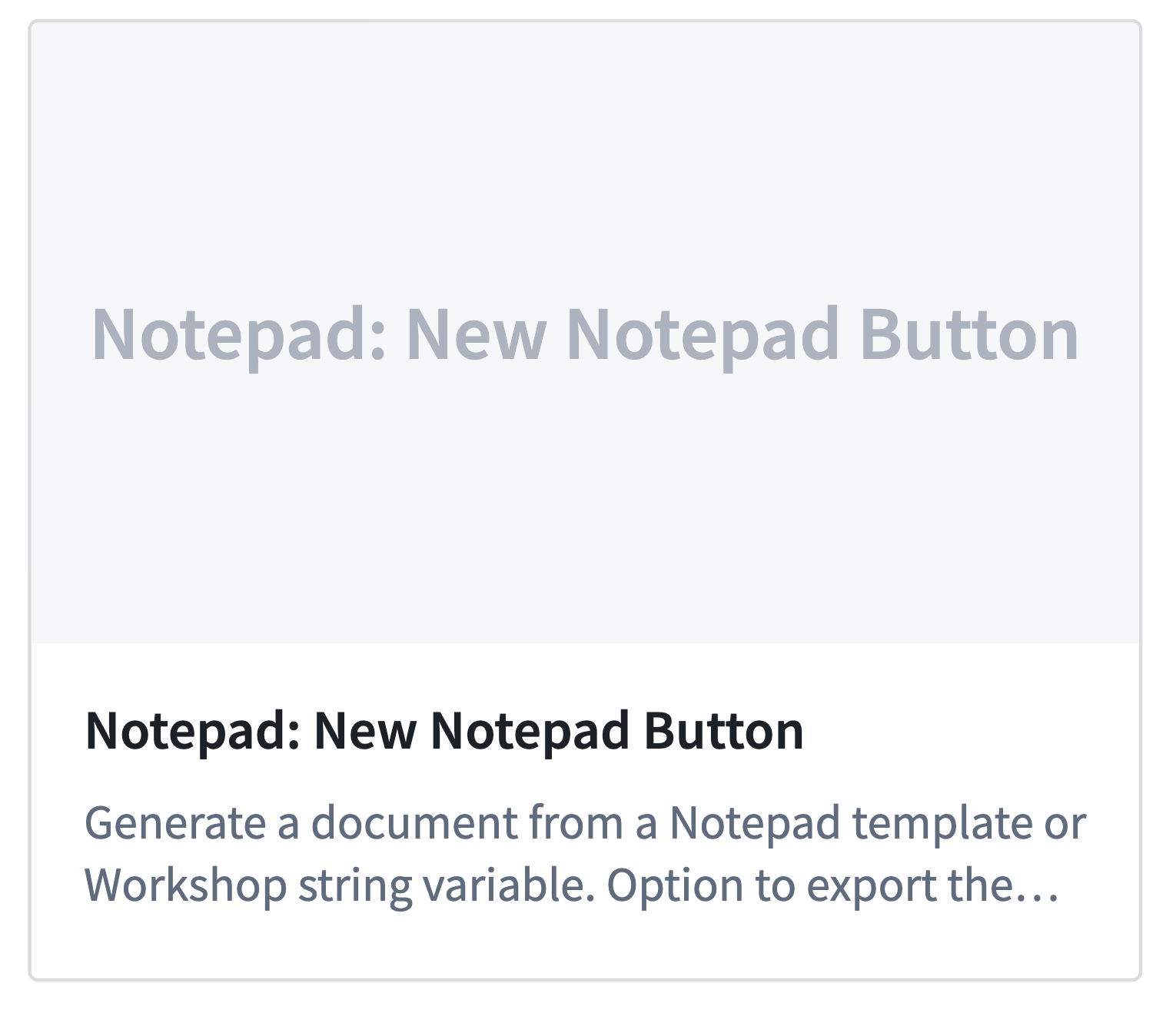 Workshop의 Notepad 생성 버튼