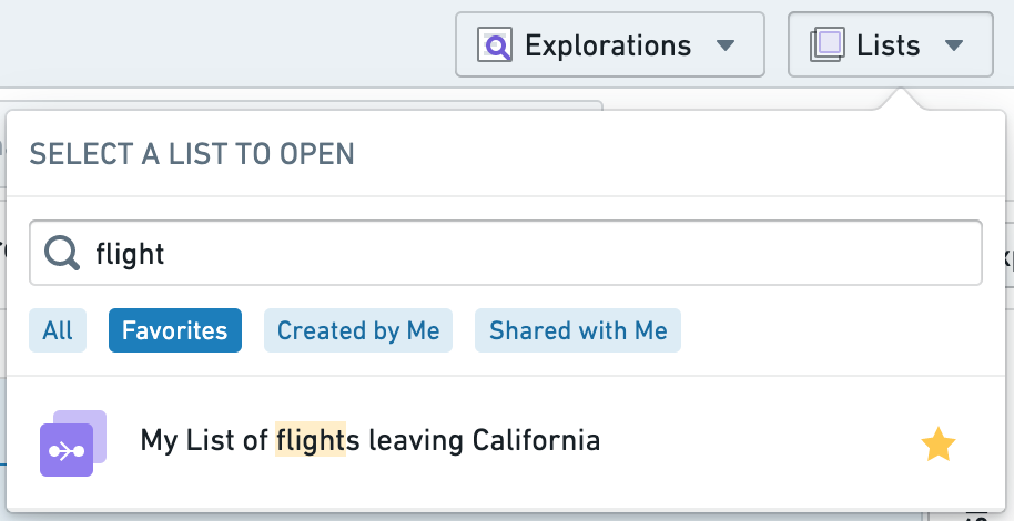 즐겨찾기 목록 필터