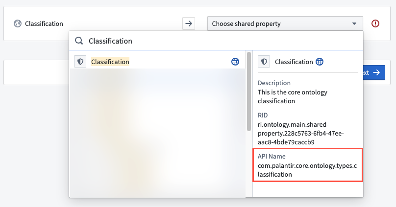 객체 속성을 Classification 공유 속성에 연결하는 설정
