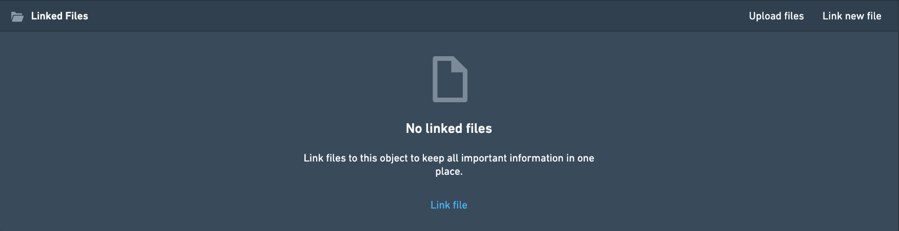 기존 파일 연결과 새 파일 업로드를 제공하는 Linked Files