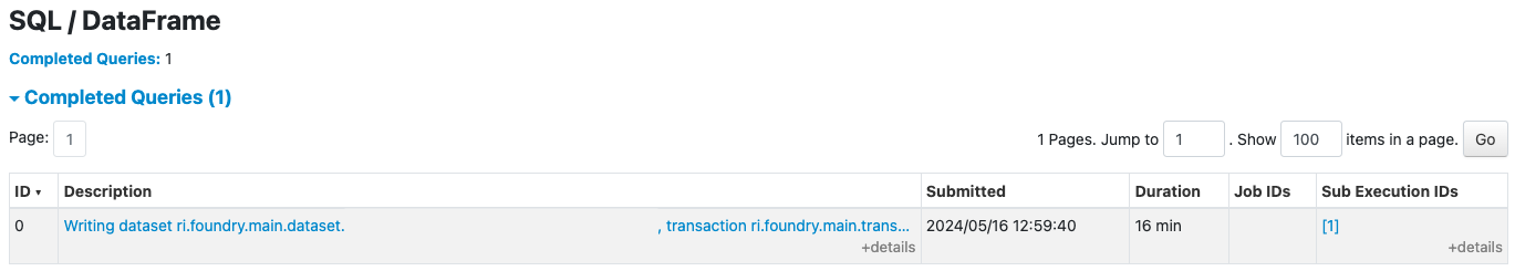 데이터셋 쓰기 SQL 실행