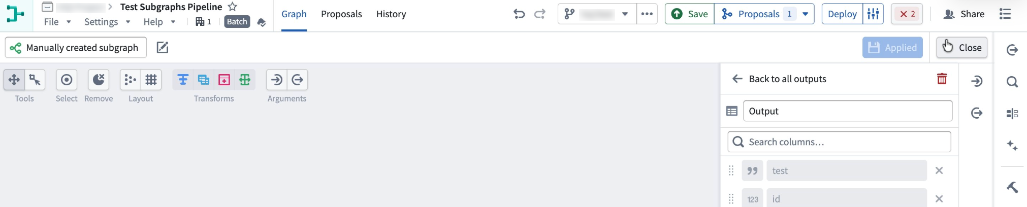 이름과 출력 스키마를 갖춘 Subgraph