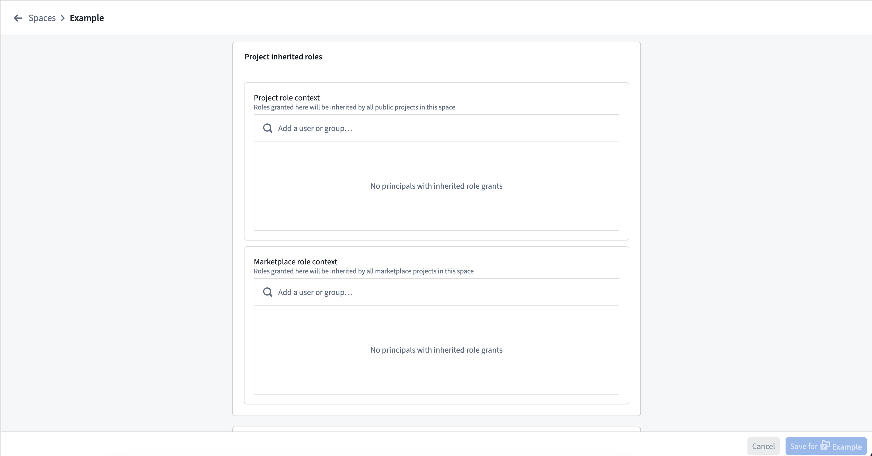 일반 프로젝트와 잠긴 Marketplace 프로젝트의 상속 역할