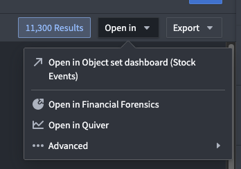 Object Explorer의 Open in 메뉴
