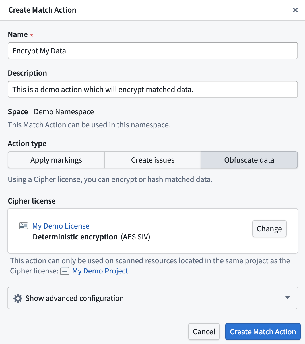 Cipher Admin License를 선택한 가리기 대응