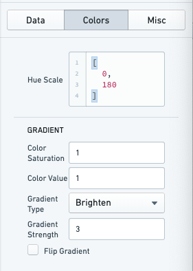 범주별 hue와 공통 saturation, value 및 그라디언트 설정