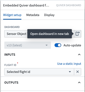 Workshop의 Quiver 대시보드 입력 연결