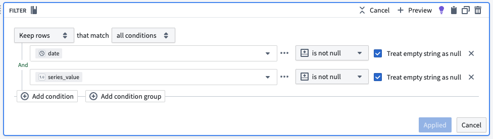 필수 시각과 값의 null 제거