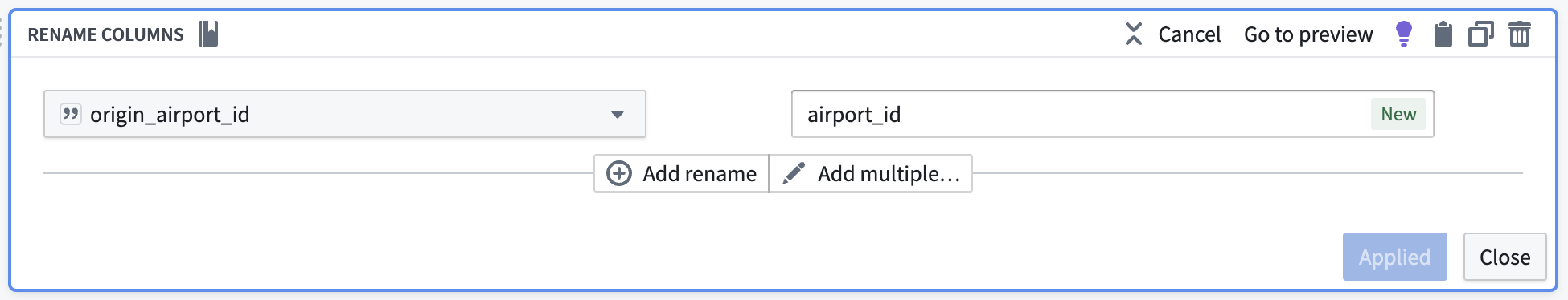 공항 ID 열 이름 정리