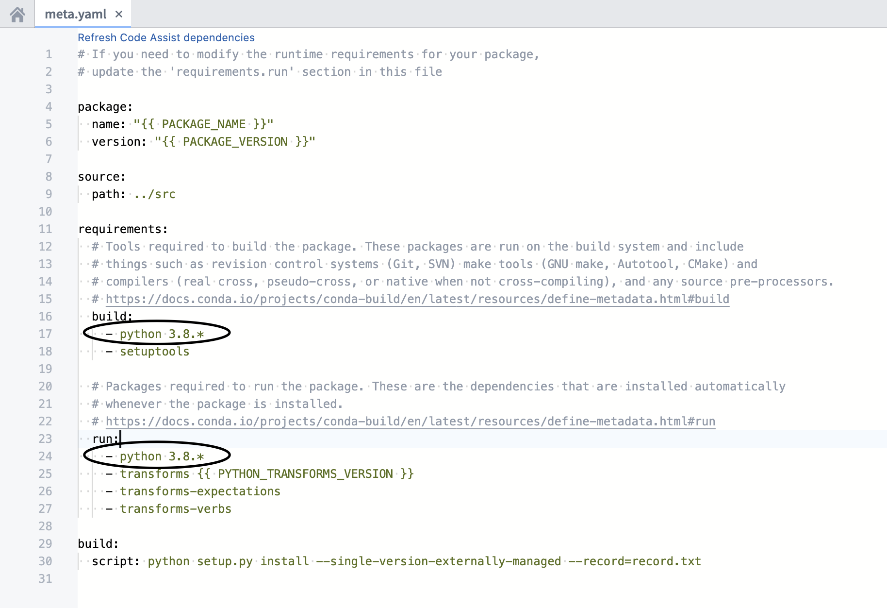Build와 run의 Python 버전 일치