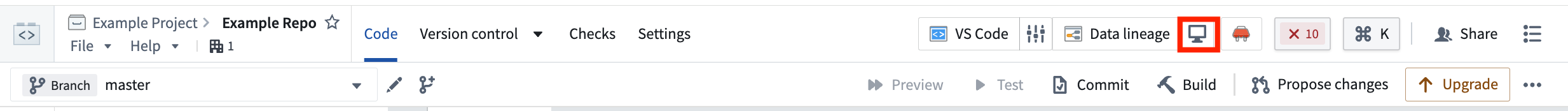 로컬 작업 메뉴