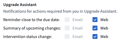 Upgrade Assistant 알림 수신 설정