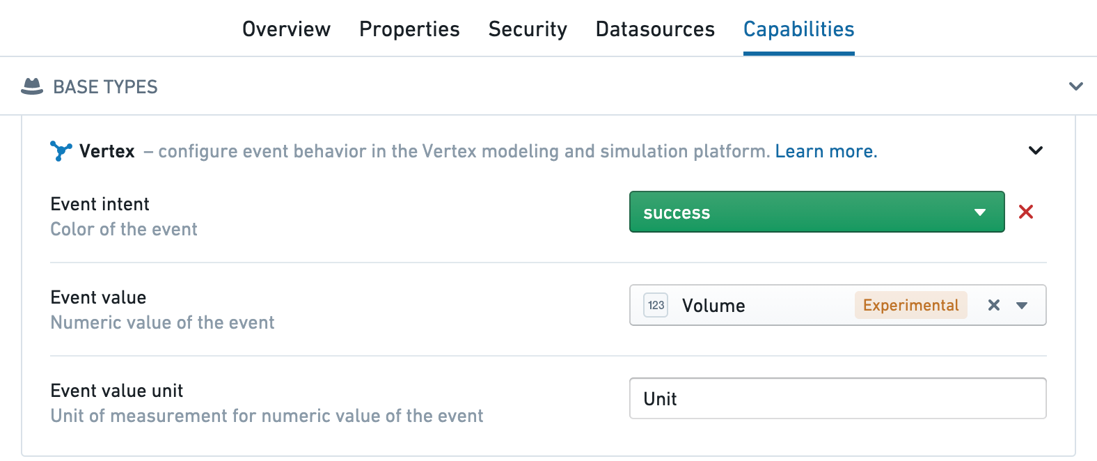 이벤트의 Vertex Capabilities