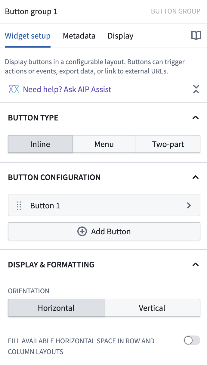 Button Group의 형태와 버튼 구성 영역