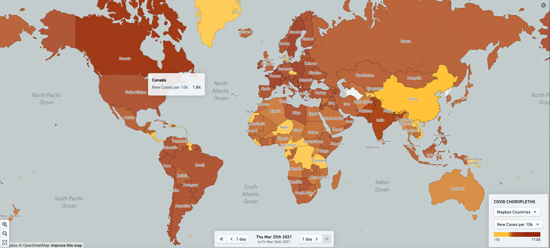 지역별 값을 색으로 비교하는 Choropleth 레이어