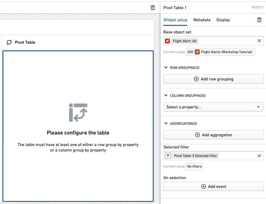 Flight Alert: All을 입력한 초기 Pivot Table