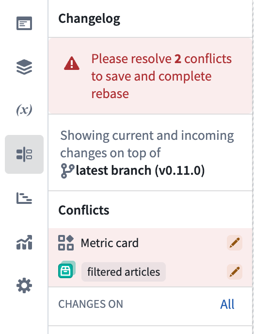 Metric Card와 변수의 충돌을 표시하는 Changelog