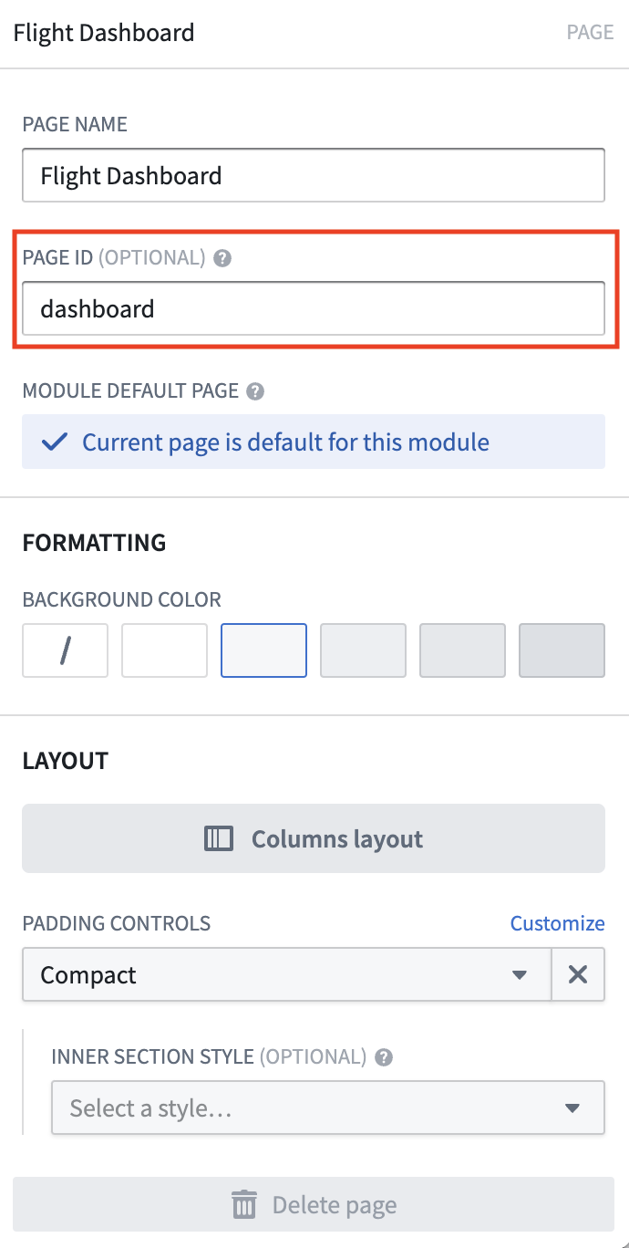 URL에서 페이지를 구분할 Page ID 설정