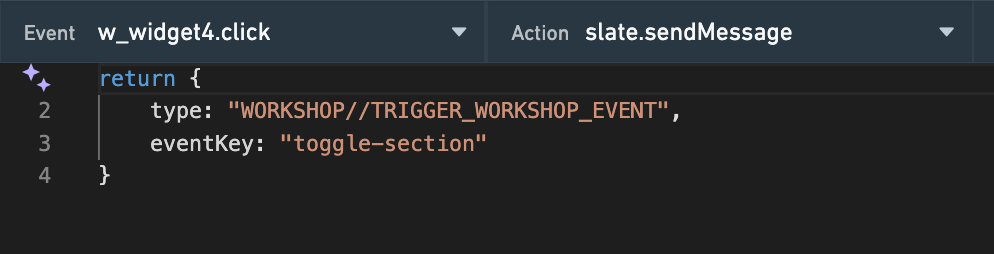 Slate 버튼으로 Workshop의 섹션 전환 이벤트를 호출하는 설정